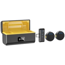 image-Wireless Collar Clip Microphone With Charging Bin Round One Drag Two Magnetic Button