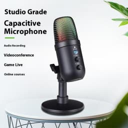 image-USB Microphone RGB Mobile Phone Computer Live Karaoke E-sports Games Microphone