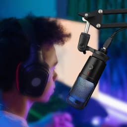 image-RGB Lamp Condenser Microphone Game Conference Singing Recording Laptop Desktop Computer Live Broadcast Metal Microphone