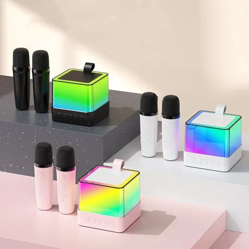 image-Wireless Bluetooth Speaker Family KTV Colorful Light Microphone