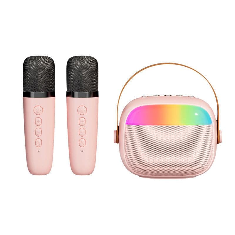 image-Wireless Bluetooth Speaker Family KTV Colorful Light Microphone