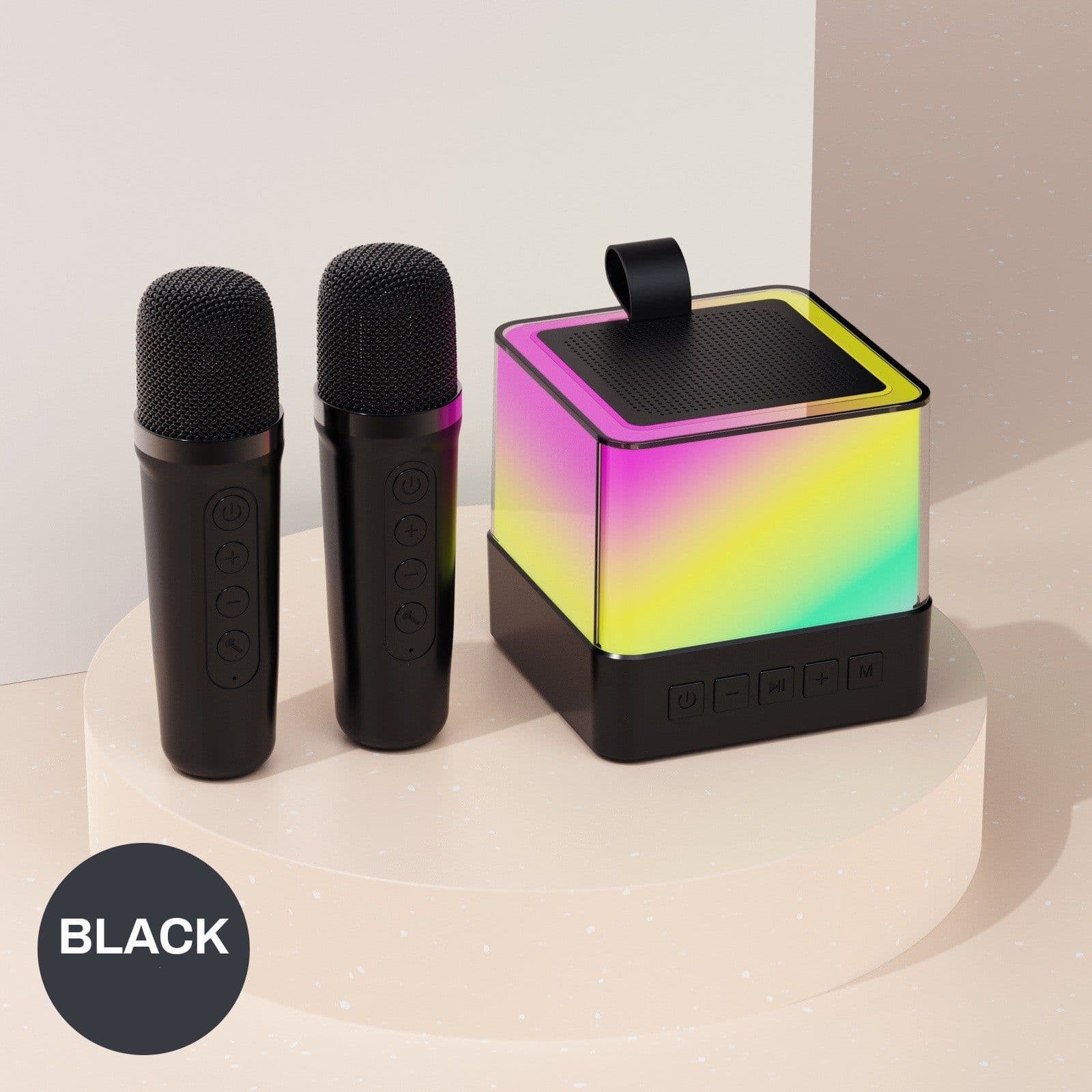 image-Wireless Bluetooth Speaker Family KTV Colorful Light Microphone