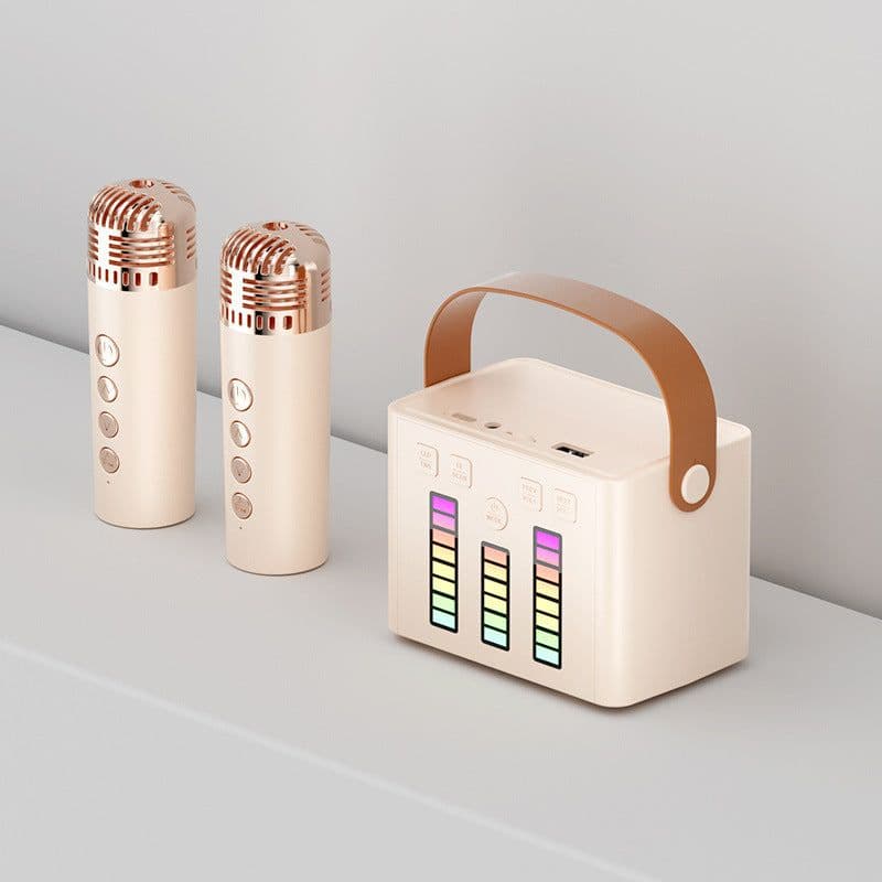 image-Wireless Bluetooth Speaker Family KTV Colorful Light Microphone