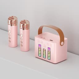 image-Wireless Bluetooth Speaker Family KTV Colorful Light Microphone