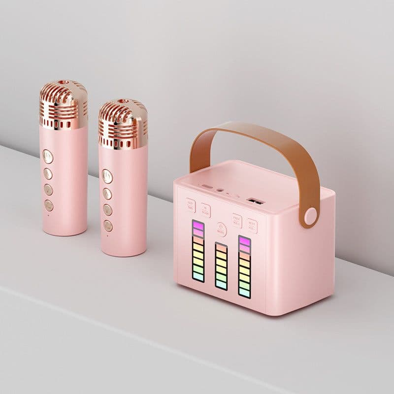 image-Wireless Bluetooth Speaker Family KTV Colorful Light Microphone