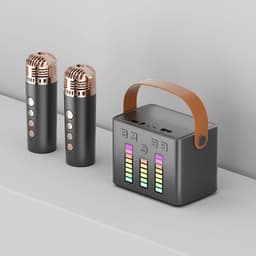 image-Wireless Bluetooth Speaker Family KTV Colorful Light Microphone