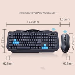 image-1 Set Of Durable Fashion Colorful Ergonomical Designed Wireless Black Keyboard Mouse Combos For Office & Home Computer Gam