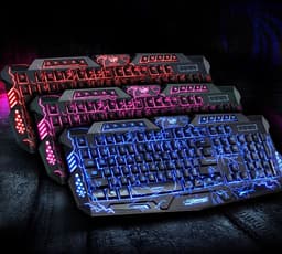 image-J10 tricolor backlight wired gaming keyboard set colorful luminous gaming mouse keyboard Russian keyboard