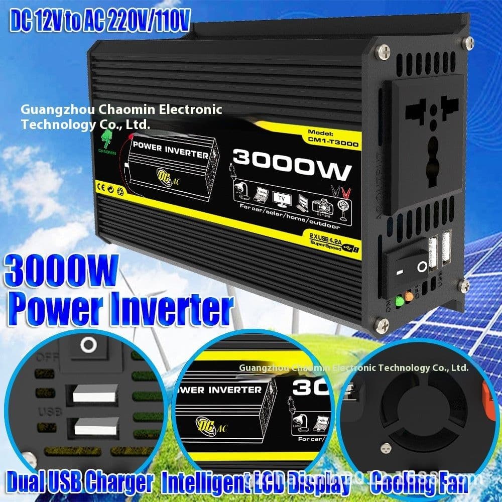 image-Inverter 12V To 220V110V3000W Vehicle Solar Power Conversion Inverter Off-grid High Frequency Correction