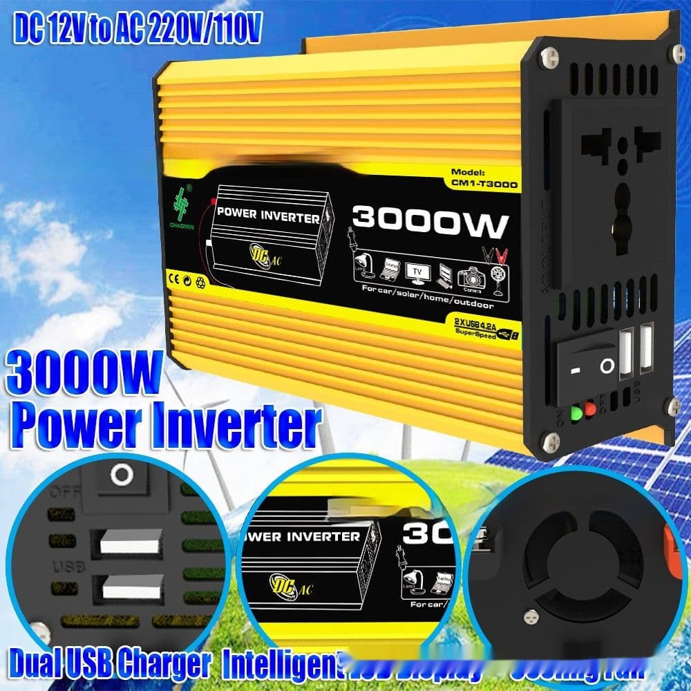 image-Inverter 12V To 220V110V3000W Vehicle Solar Power Conversion Inverter Off-grid High Frequency Correction