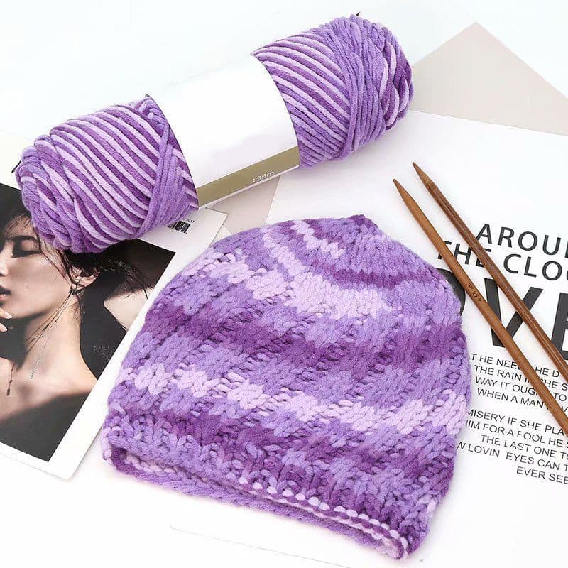 image-8 Strands Of Gradient Milk Cotton Wool Hand-knitted Medium Thick