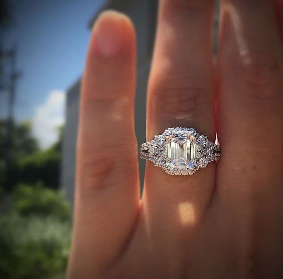 image-Wish Hot New Princess Square Simulation Diamond Ring Wedding Proposal Carat Shaped Diamond Female Wedding Ring