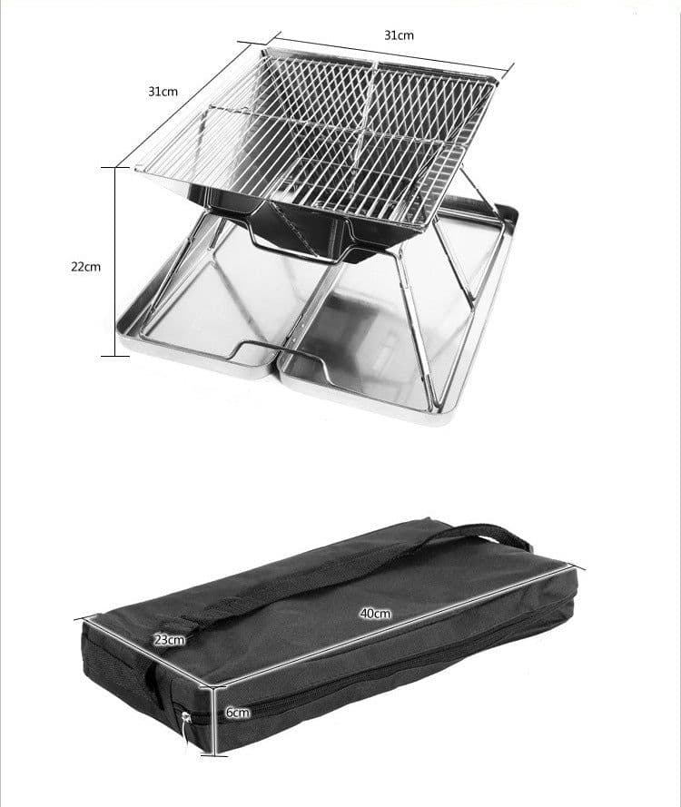 image-Stainless Steel 3-4 People Picnic Portable Foldable Barbecue Grill