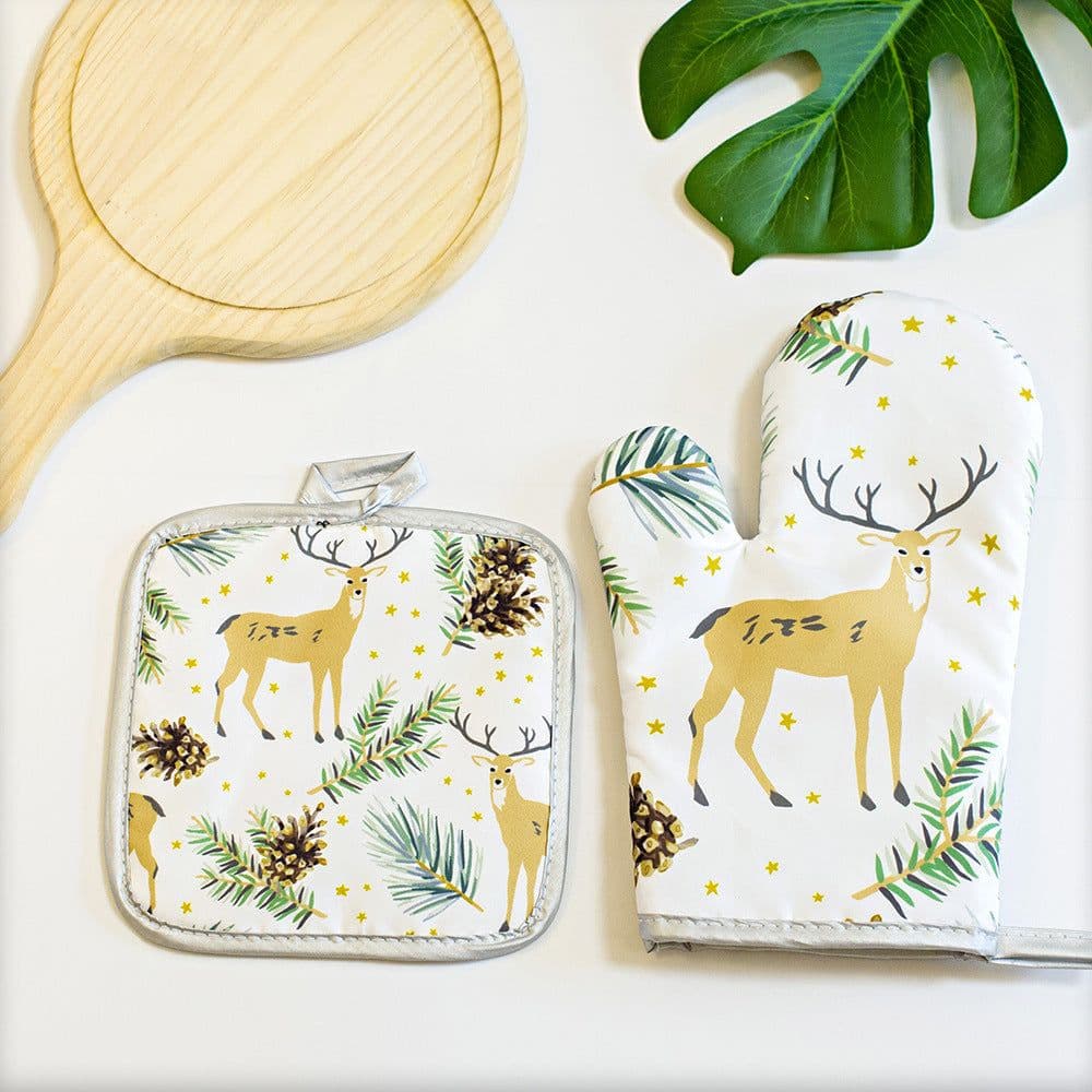 image-Kitchen High-temperature Resistant Anti-scald Oven Printing Gloves Suit