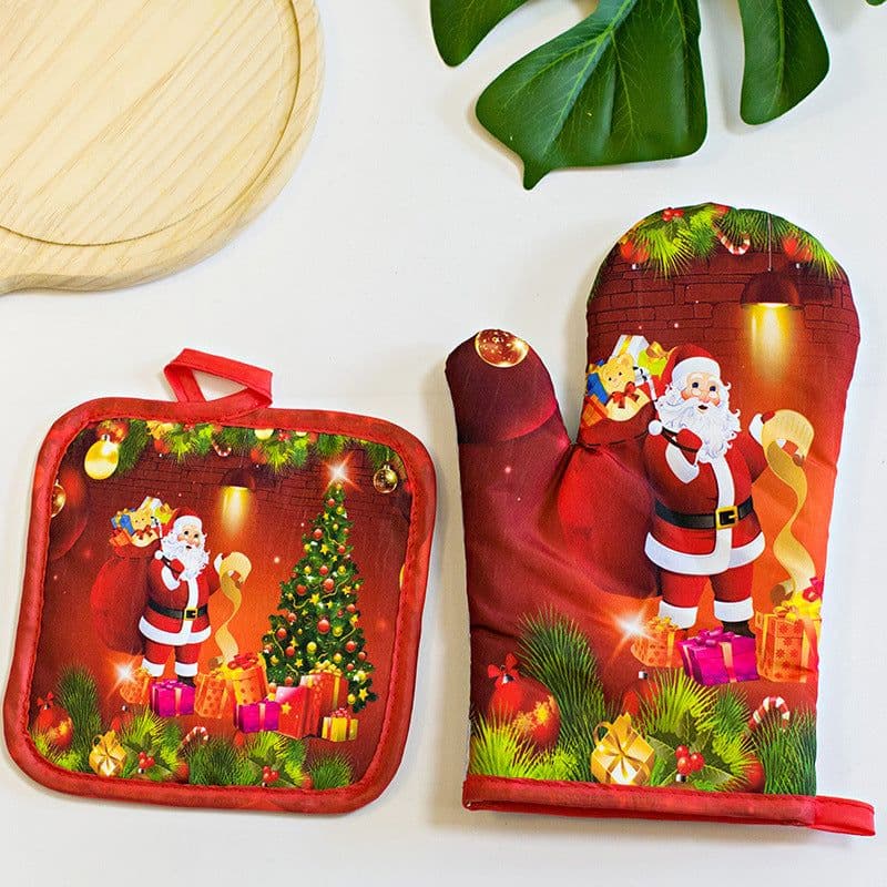 image-Kitchen High-temperature Resistant Anti-scald Oven Printing Gloves Suit