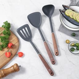 image-Double Shovel Walnut Shovel Soup Spoon Spatula Unpainted Spoon Silicone Cooking Spatula High Temperature Resistant Household Spatula