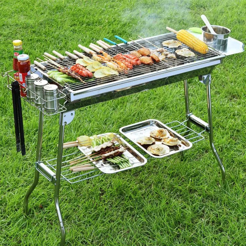 image-Foldable BBQ Grill Outdoor Stainless Steel Barbecue Tool
