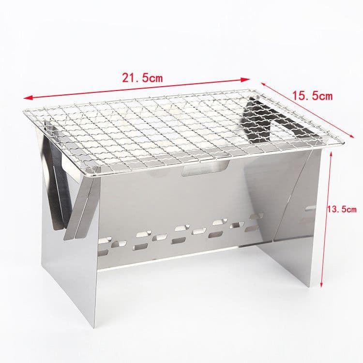 image-Stainless Steel Flat Card Barbecue Grill Camping Mini