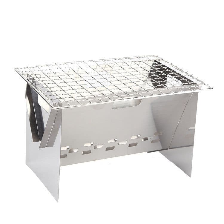 image-Stainless Steel Flat Card Barbecue Grill Camping Mini