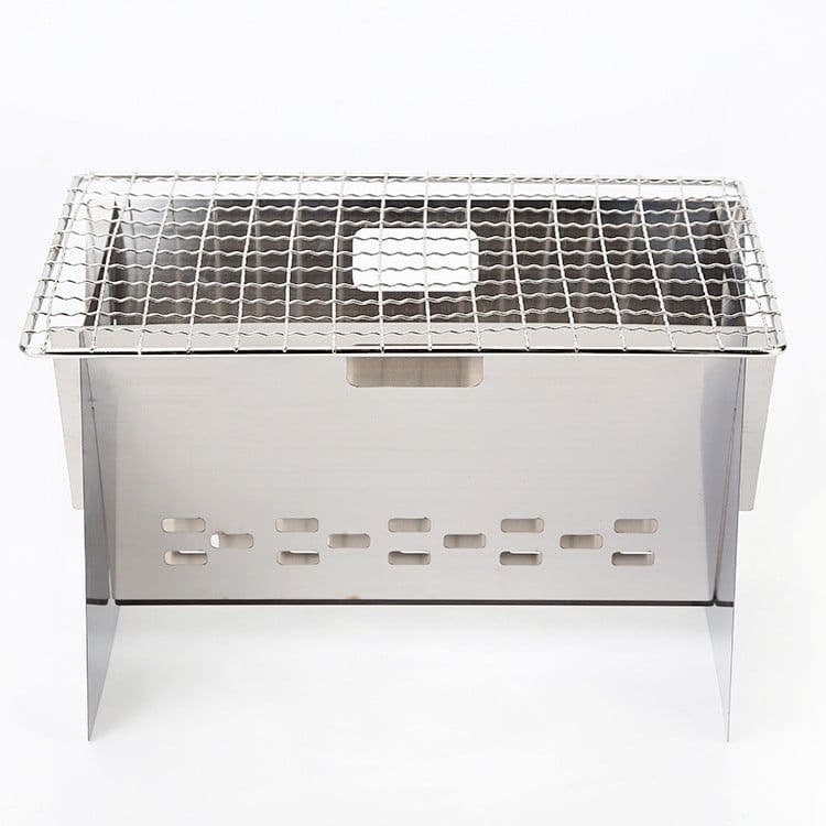 image-Stainless Steel Flat Card Barbecue Grill Camping Mini