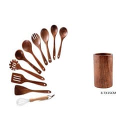 image-High Temperature Vegetable Spatula Acacia Wood Cooking Set Wooden Spatula