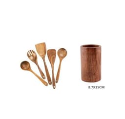 image-High Temperature Vegetable Spatula Acacia Wood Cooking Set Wooden Spatula