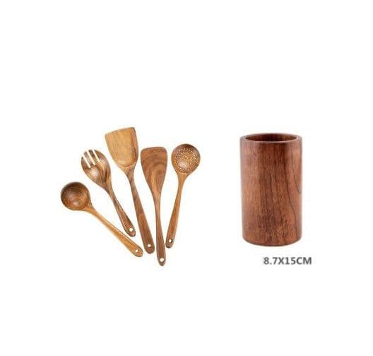 image-High Temperature Vegetable Spatula Acacia Wood Cooking Set Wooden Spatula