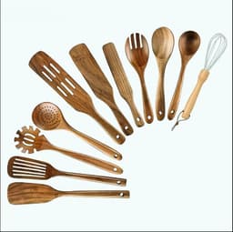 image-High Temperature Vegetable Spatula Acacia Wood Cooking Set Wooden Spatula