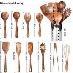 image-High Temperature Vegetable Spatula Acacia Wood Cooking Set Wooden Spatula