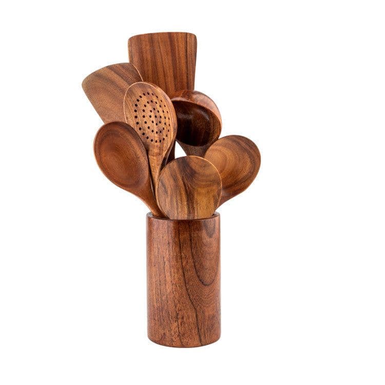 image-High Temperature Vegetable Spatula Acacia Wood Cooking Set Wooden Spatula