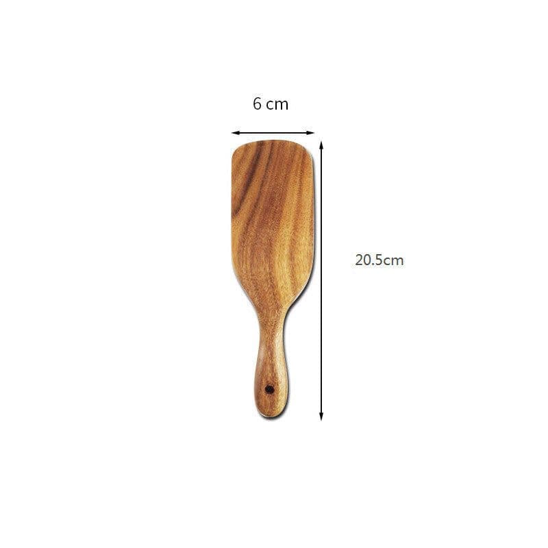 image-Acacia Long-Handled Spatula Spatula Mixing Cooking Spatula Cross-Border Teak Kitchenware Set