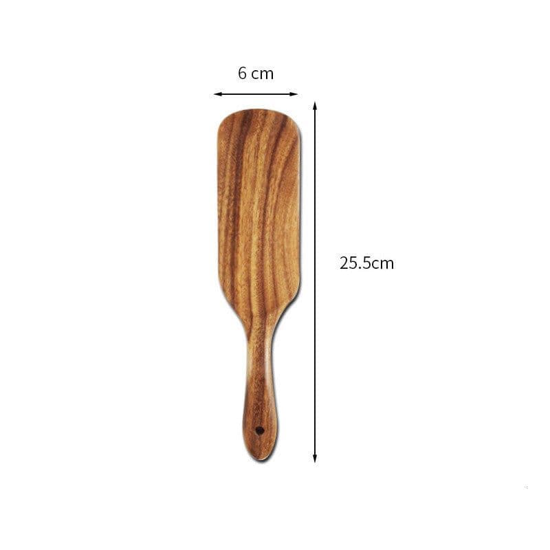 image-Acacia Long-Handled Spatula Spatula Mixing Cooking Spatula Cross-Border Teak Kitchenware Set
