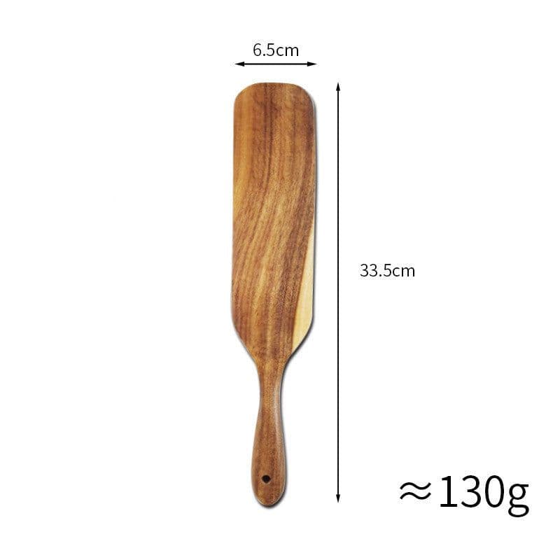 image-Acacia Long-Handled Spatula Spatula Mixing Cooking Spatula Cross-Border Teak Kitchenware Set