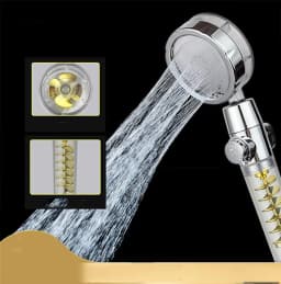 image-Internet Celebrity Small Waist Supercharged Shower Head Twin-turbo Pressurized Propeller Multifunctional Fan Shower Shower Head