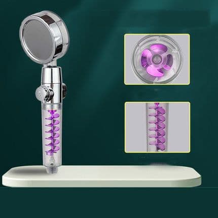 image-Internet Celebrity Small Waist Supercharged Shower Head Twin-turbo Pressurized Propeller Multifunctional Fan Shower Shower Head