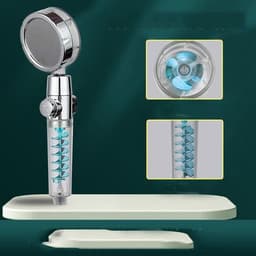 image-Internet Celebrity Small Waist Supercharged Shower Head Twin-turbo Pressurized Propeller Multifunctional Fan Shower Shower Head
