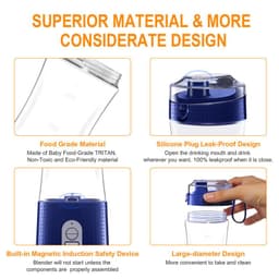 image-Portable Blender For Shakes And Smoothies Personal Size Single Serve Travel Fruit Juicer Mixer Cup With Rechargeable USB