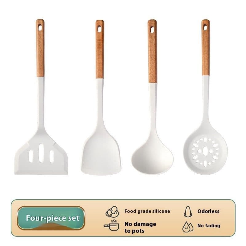 image-Fashion Wooden Handle Silicone Spatula Suit