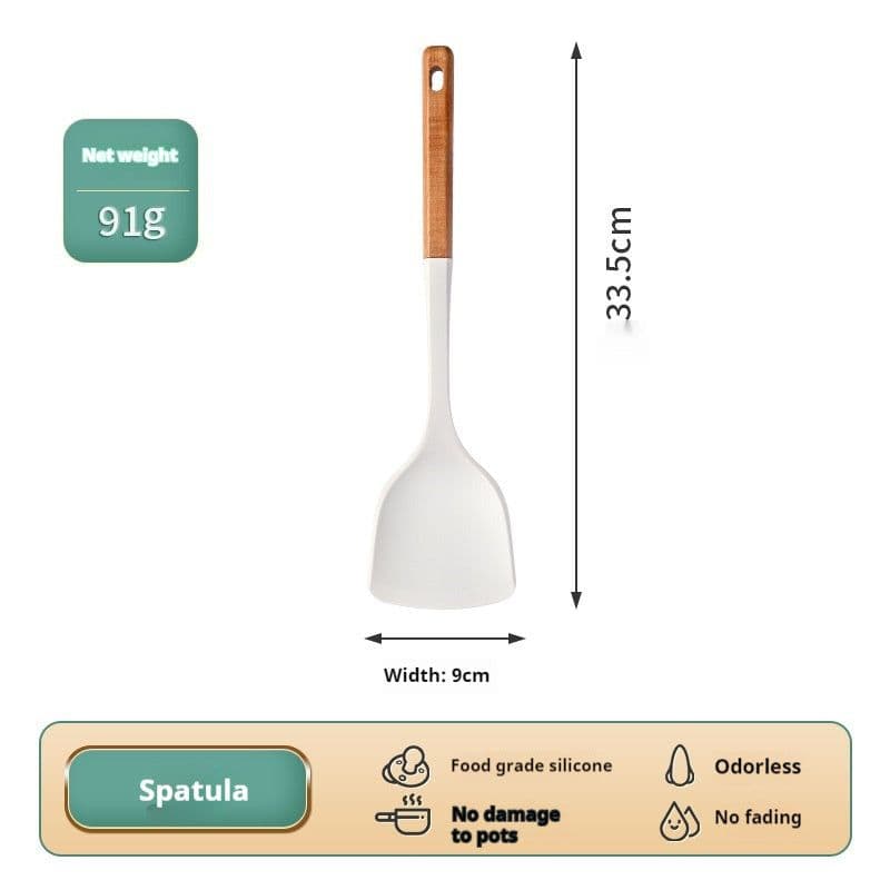 image-Fashion Wooden Handle Silicone Spatula Suit