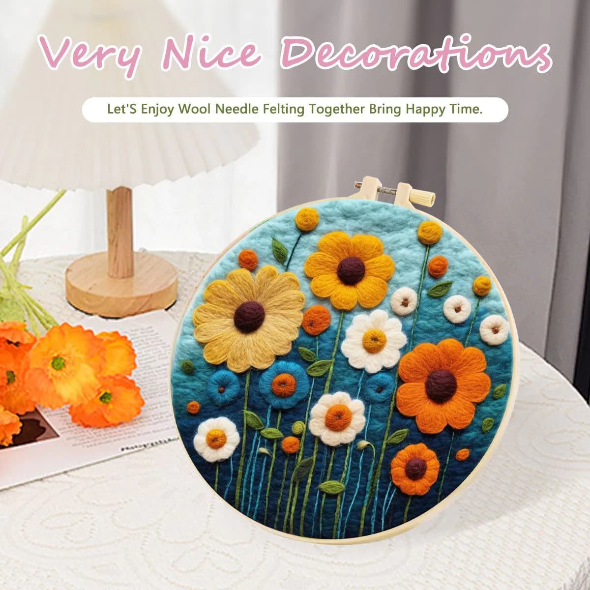 image-Wool Felt Painting With Embroidery Frame Needle Felt Supplies Suitable For Beginners