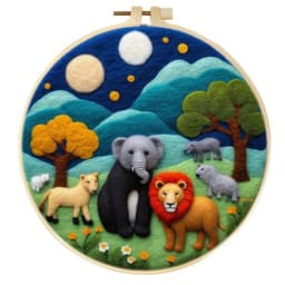 image-Wool Felt Painting With Embroidery Frame Needle Felt Supplies Suitable For Beginners