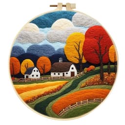 image-Wool Felt Painting With Embroidery Frame Needle Felt Supplies Suitable For Beginners