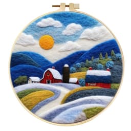 image-Wool Felt Painting With Embroidery Frame Needle Felt Supplies Suitable For Beginners