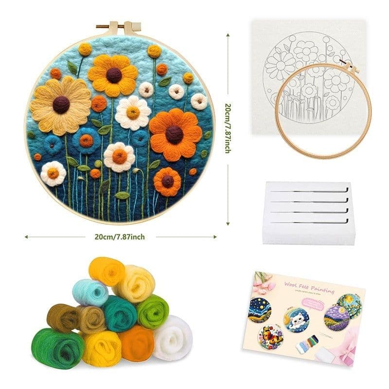 image-Wool Felt Painting With Embroidery Frame Needle Felt Supplies Suitable For Beginners