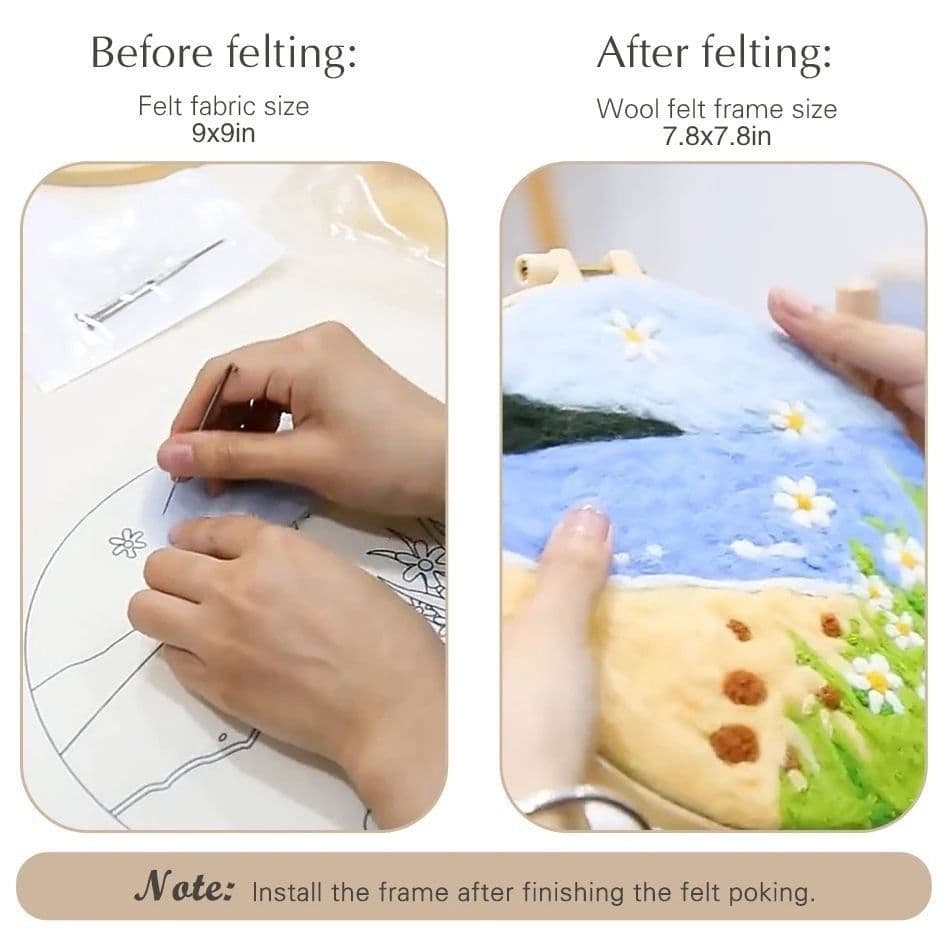 image-Wool Felt Painting With Embroidery Frame Needle Felt Supplies Suitable For Beginners