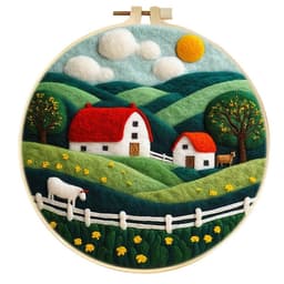image-Wool Felt Painting With Embroidery Frame Needle Felt Supplies Suitable For Beginners