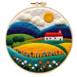image-Wool Felt Painting With Embroidery Frame Needle Felt Supplies Suitable For Beginners
