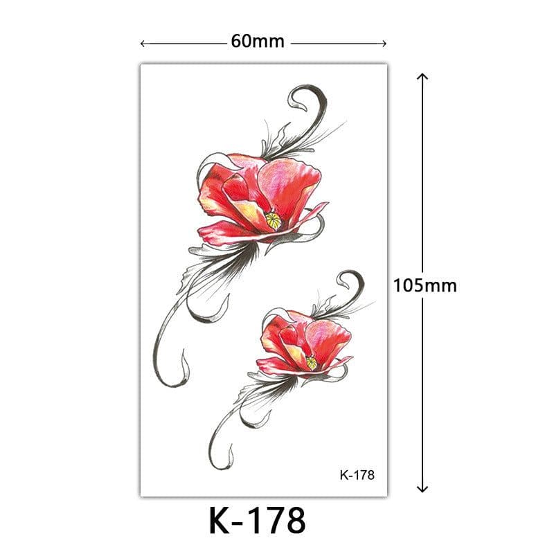 image-Tattoo Stickers English Letters Flowers Butterfly Sketch Lines Waterproof Tattoo