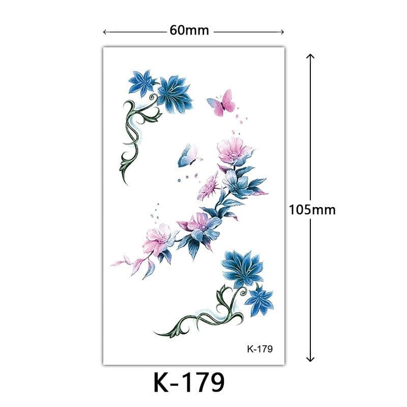 image-Tattoo Stickers English Letters Flowers Butterfly Sketch Lines Waterproof Tattoo