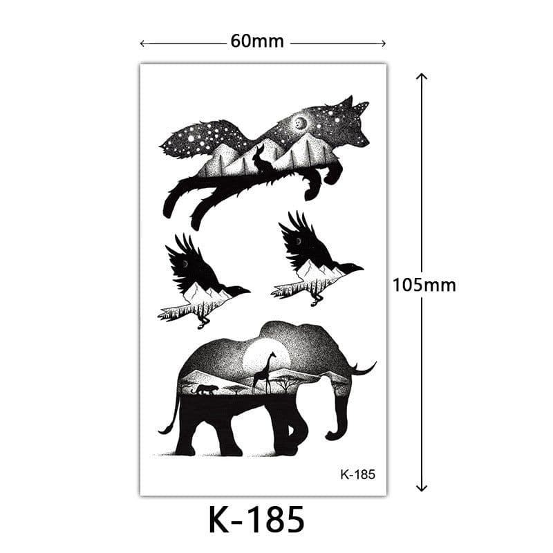 image-Tattoo Stickers English Letters Flowers Butterfly Sketch Lines Waterproof Tattoo